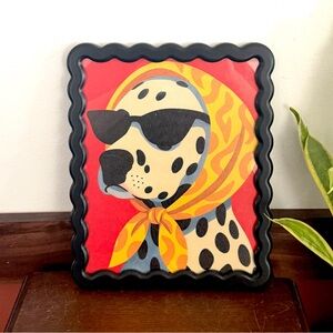 Dalmatian Dog in a Head Scarf Sunglasses Chic Canvas Art Print Wavy Framed Art